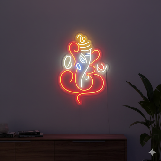 Eurotex Ganesh Ji Neon Sign, Wall Decor, Neon Signs for room (30x18)