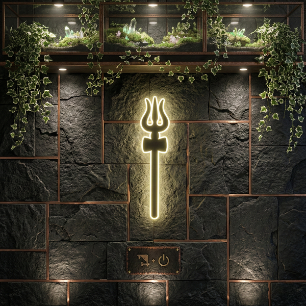 Trishul Backlit Stained Glass Wall Art – Artistic LED Wall Décor for Elegant Interiors