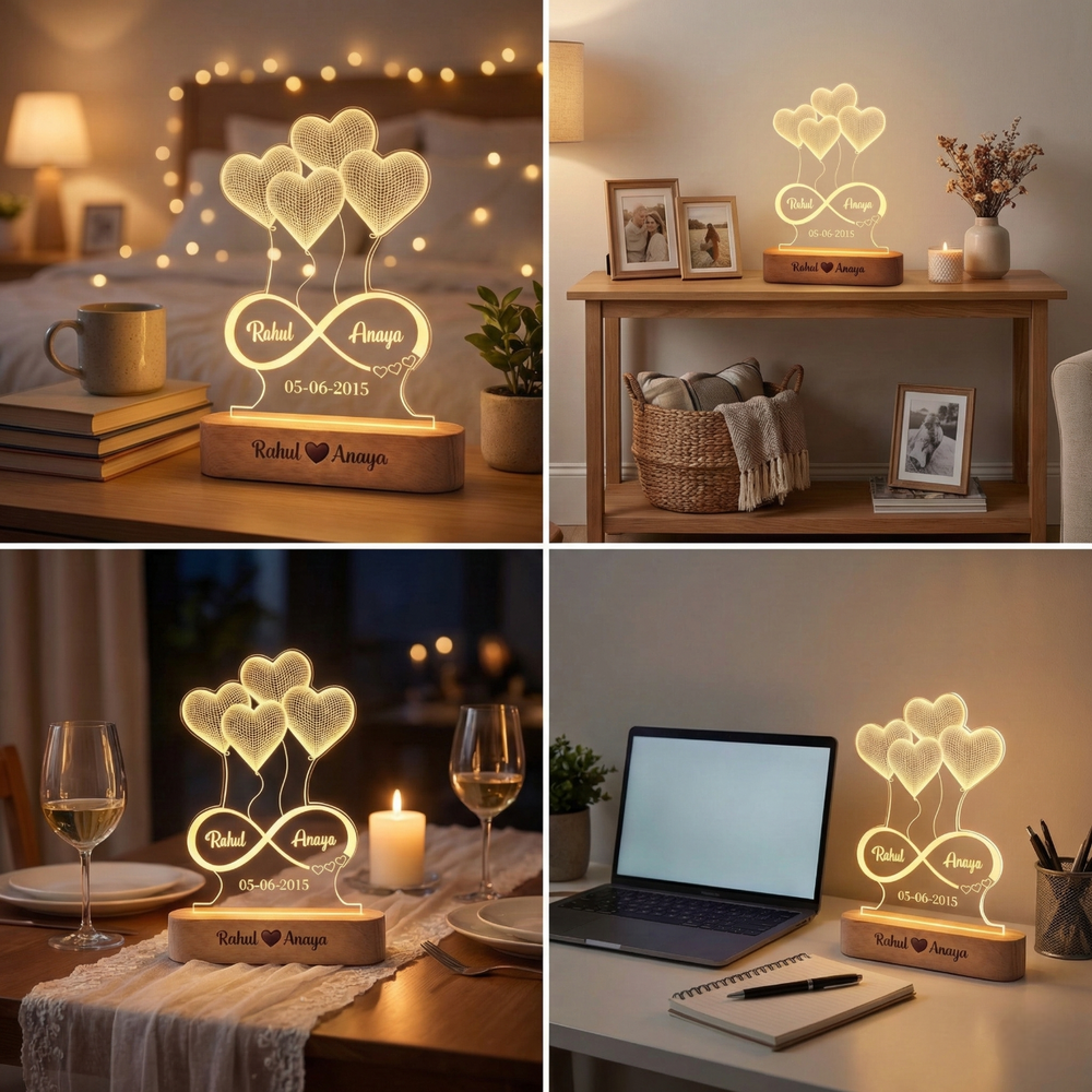 Eurotex Custom Couple Led Lamp for Couple And Gift