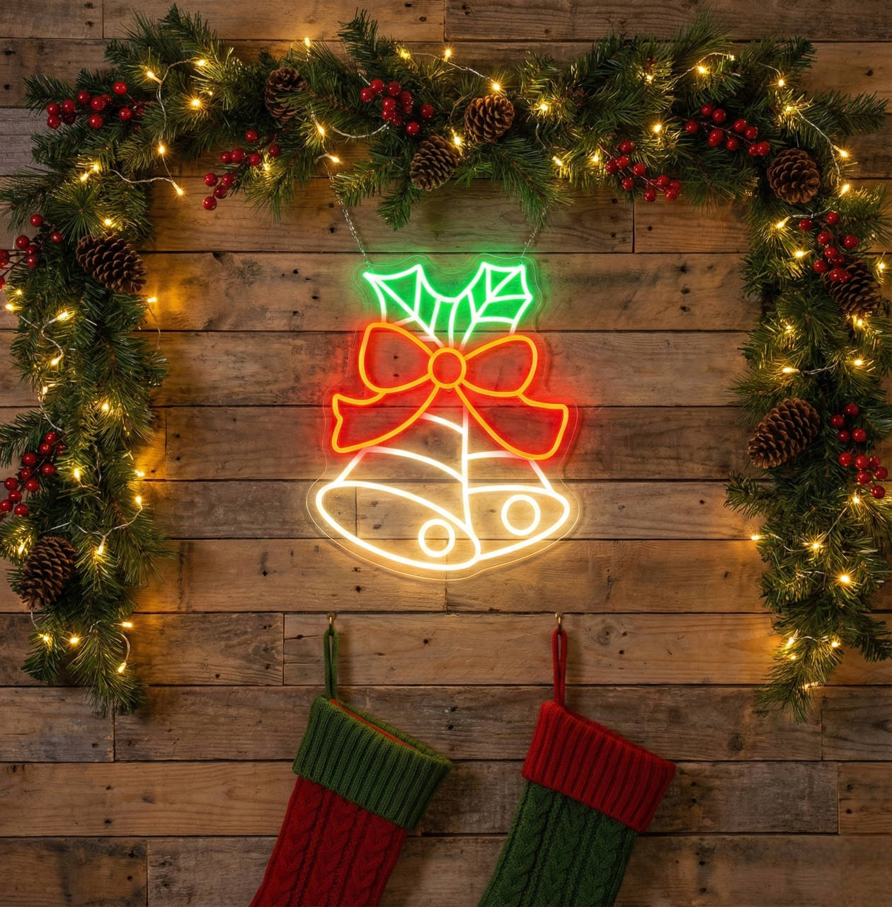 Jingle Bell Warm Christmas Neon Sign | Neon Sign Merry Christmas (18In x 18In)