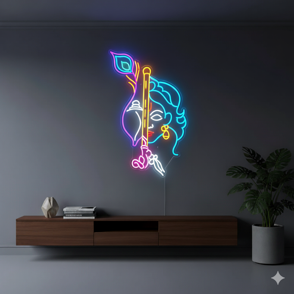 Krishna Ji Custom Name Neon Sign India | LED Neon Light for Wedding & Room Decor