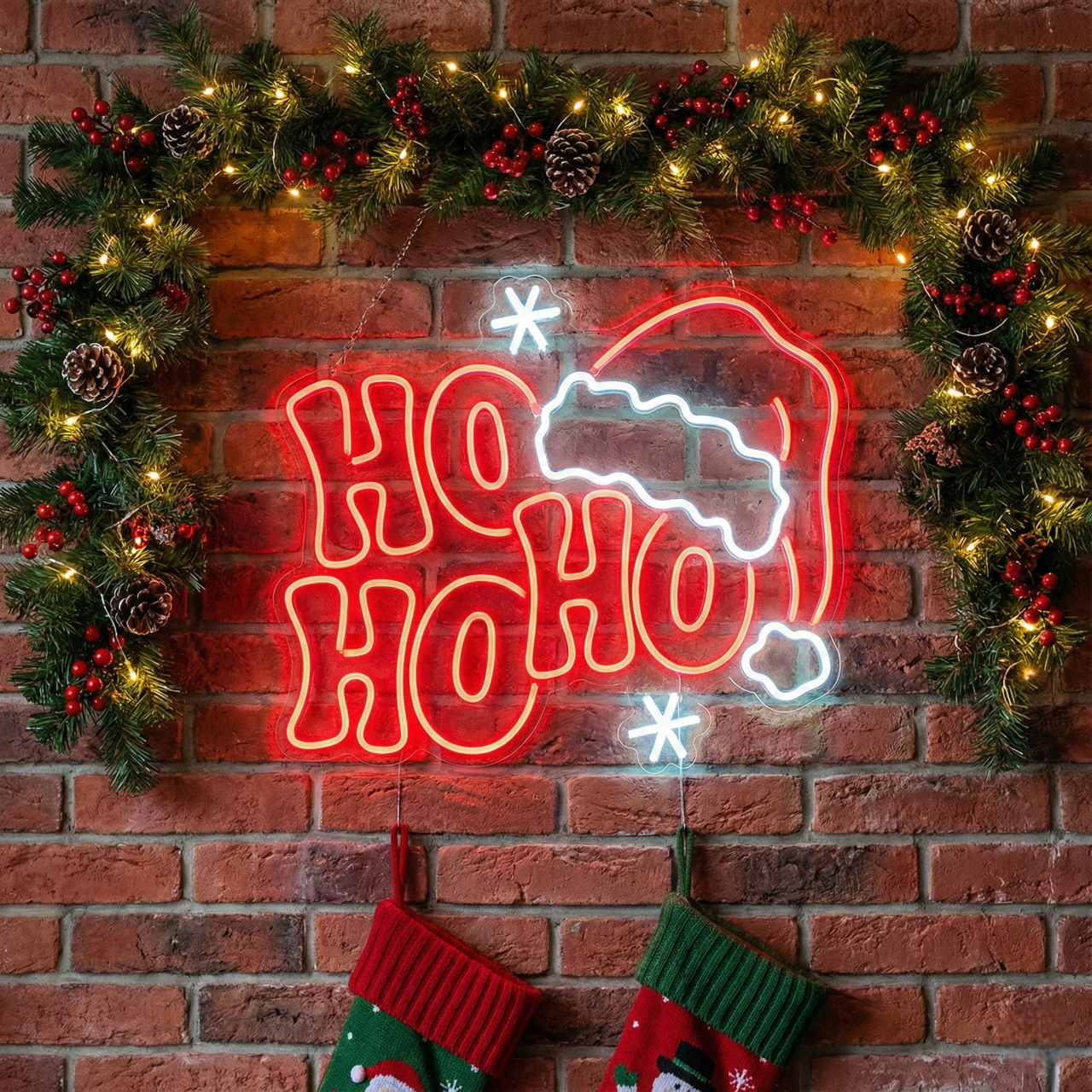 Ho Ho Ho Christmas Neon Sign | Merry Xmas Neon Sign (30In x 24In)