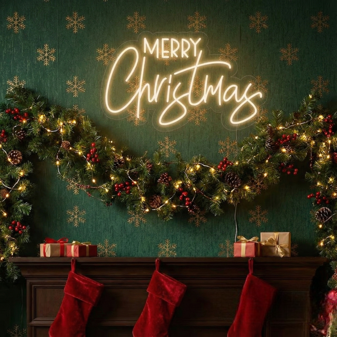 Merry Christmas Warm Neon Sign | Merry Christmas Neon Light (24In x 18In)