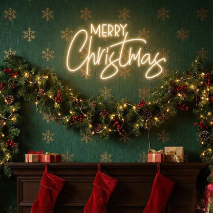 Merry Christmas Warm Neon Sign | Merry Christmas Neon Light (24In x 18In)