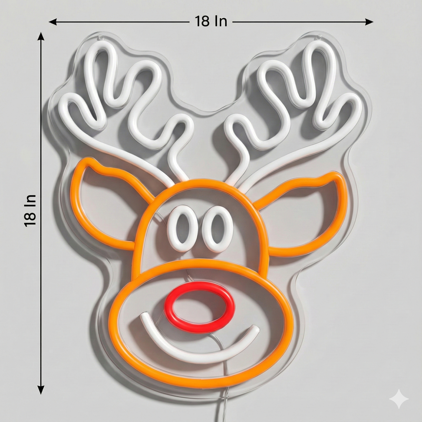 Reindeer Neon Sign | Bright LED Neon Lights for Holiday Décor (18In x 18In)