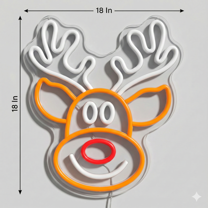 Reindeer Neon Sign | Bright LED Neon Lights for Holiday Décor (18In x 18In)