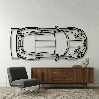 Porsche 911 GT2 Top Modern Black Acrylic Wall Art | Luxury Décor for Living Rooms