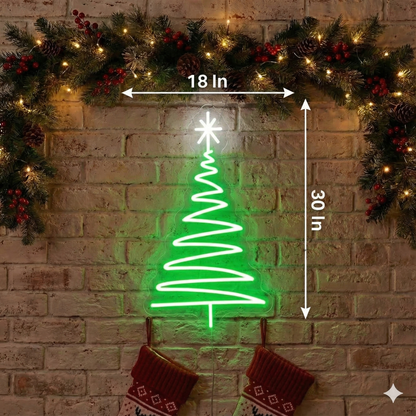 Christmas Tree Neon Sign | Merry Christmas Neon Light (30In x 18In)