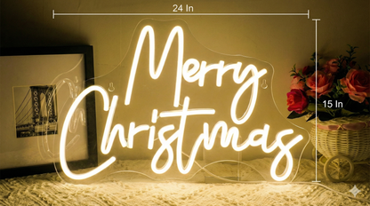 Merry Christmas Neon Sign | Christmas Neon Lights (Warm White, 24In x 15In)