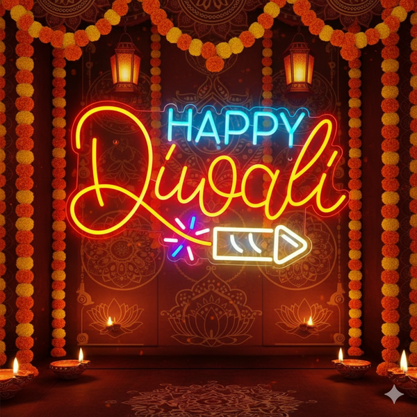 Diwali Neon Sign, Personalized Neon Light Boards | Custom LED Neon with Free Preview
