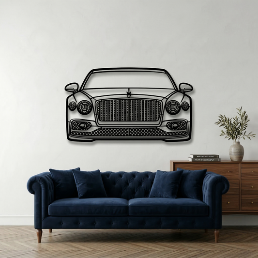 2023 Flying Spur Front View Large Acrylic Wall Art & 3D Black Decor | Statement Gallery Pieces