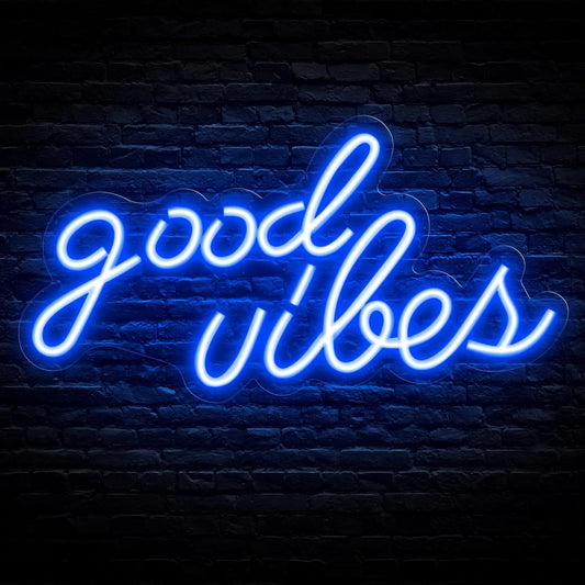 Neon Sign Board for Bedroom, Living Room, Gaming Room Decor, Gift for Birthday and Anniversary (Good Vibes Only)