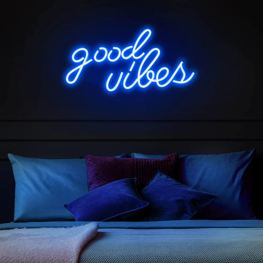 Neon Sign Board for Bedroom, Living Room, Gaming Room Decor, Gift for Birthday and Anniversary (Good Vibes Only)