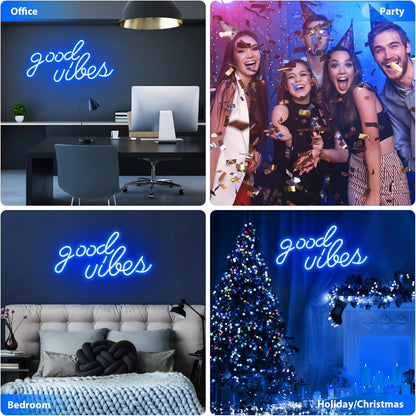 Neon Sign Board for Bedroom, Living Room, Gaming Room Decor, Gift for Birthday and Anniversary (Good Vibes Only)