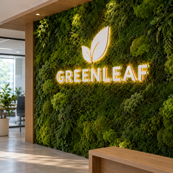 Moss Wall Logo Sign with LED – Artificial Moss
