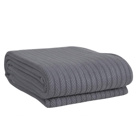 EUROTEX Cable Cotton Blanket for Bed, 100% Real Cotton Blanket - Grey Eurotex