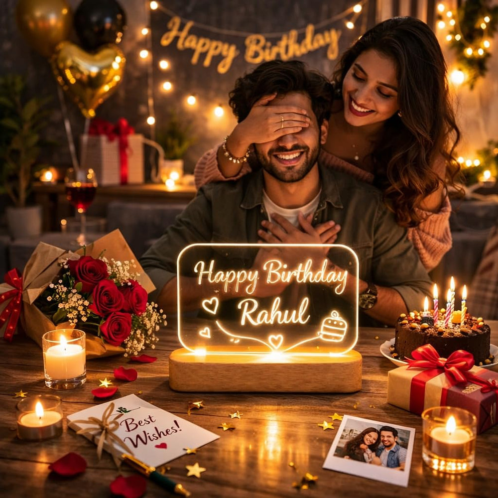 Eurotex Custom Happy Birthday Led Lamp for Couple And Gift
