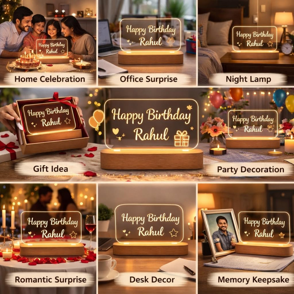 Eurotex Custom Happy Birthday Led Lamp for Couple And Gift