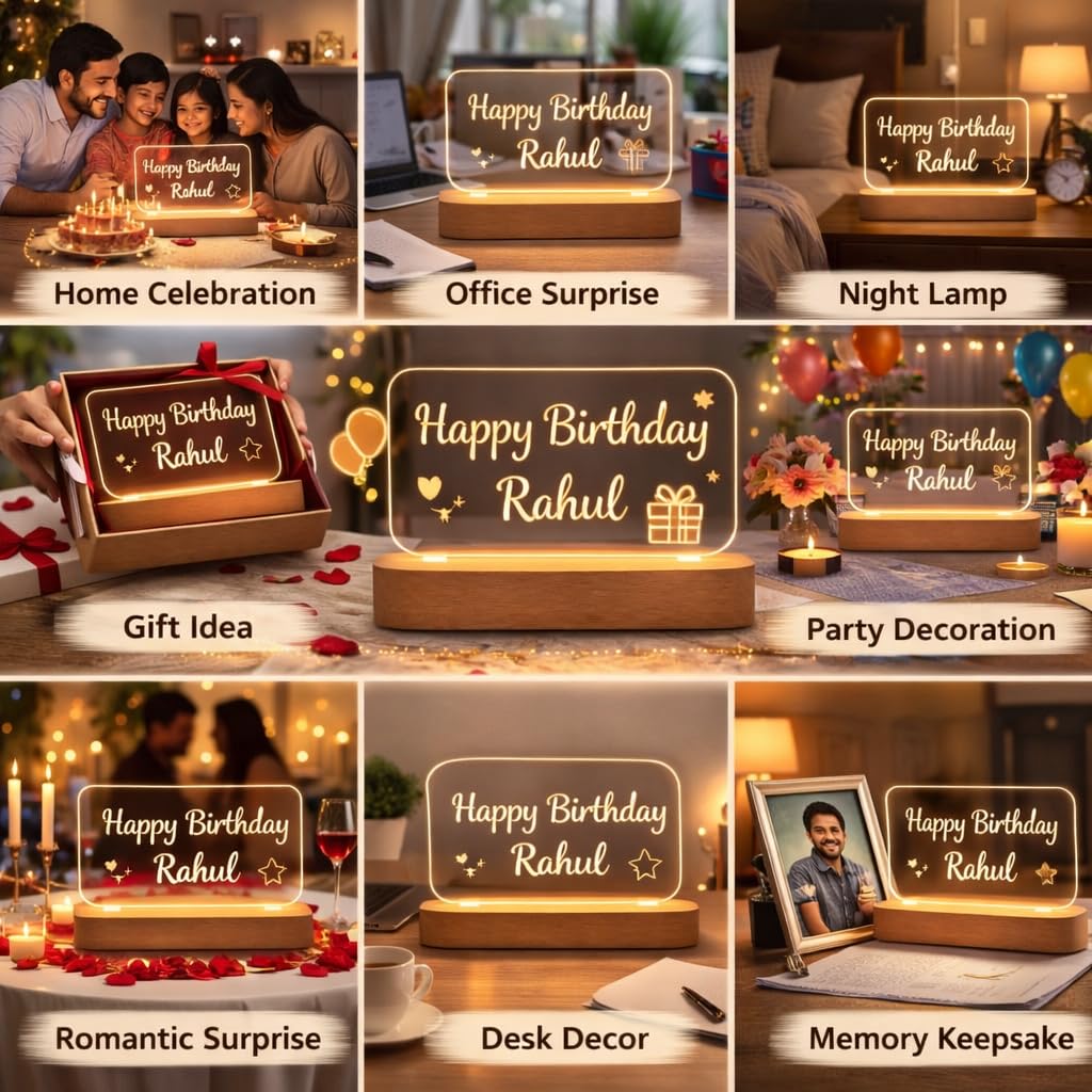 Eurotex Custom Happy Birthday Led Lamp for Couple And Gift