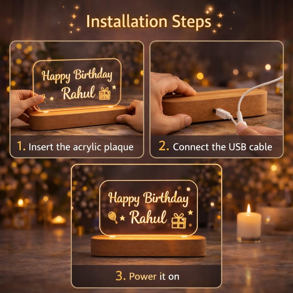 Eurotex Custom Happy Birthday Led Lamp for Couple And Gift