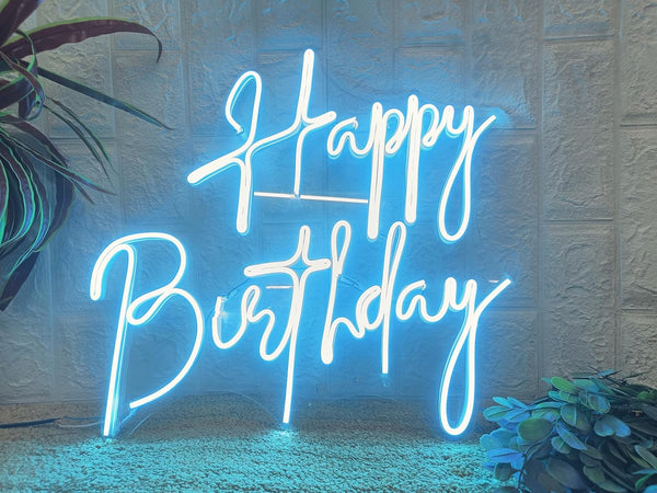 Happy Birthday Custom Neon Light for Home | Personalized Glow Sign Designs