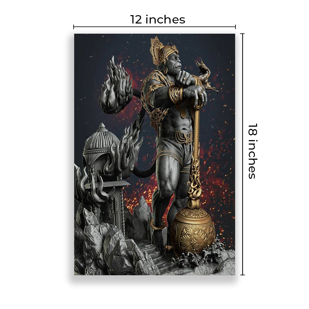 Eurotex Shree Hanuman Wall Posters, HD Posters for Rome, Pack of 4 (A3, 12 x 18 In) Eurotex