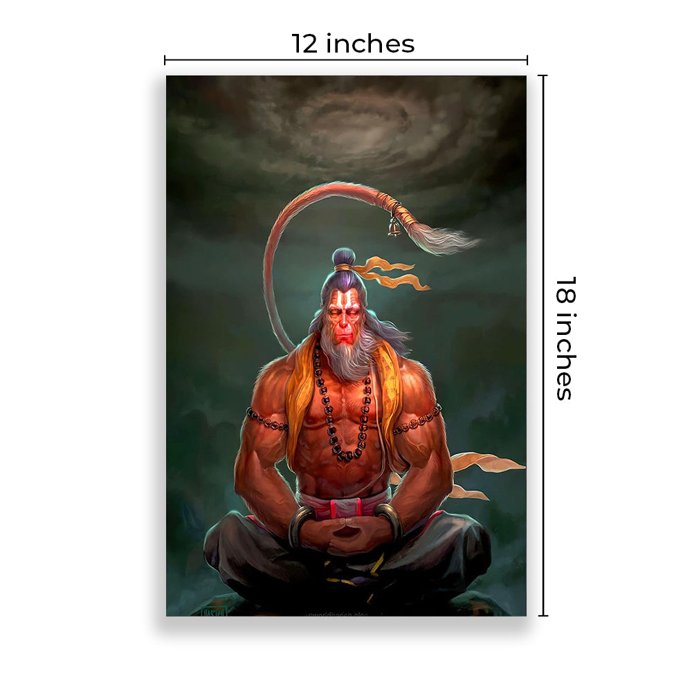 Eurotex Shree Hanuman Wall Posters, HD Posters for Rome, Pack of 4 (A3, 12 x 18 In) Eurotex