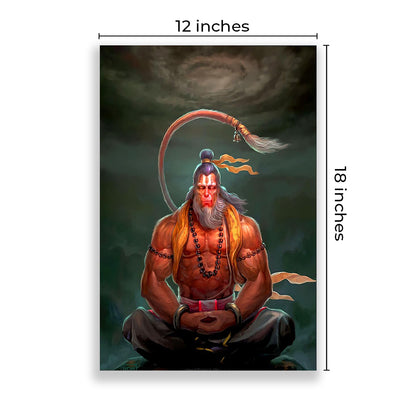 Eurotex Shree Hanuman Wall Posters, HD Posters for Rome, Pack of 4 (A3, 12 x 18 In) Eurotex