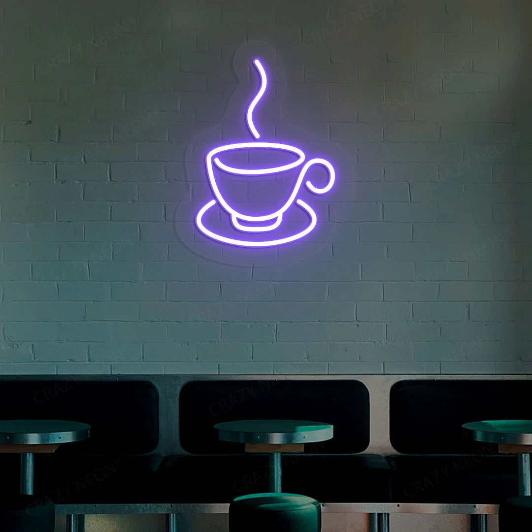 Hot Cup of Coffee Neon Signs & Cafe LED Lights | Shop Coffee Shop Signage (18In x 18In)
