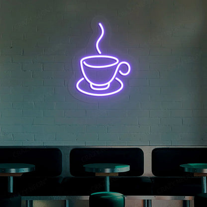 Hot Cup of Coffee Neon Signs & Cafe LED Lights | Shop Coffee Shop Signage (18In x 18In)