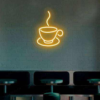 Hot Cup of Coffee Neon Signs & Cafe LED Lights | Shop Coffee Shop Signage (18In x 18In)