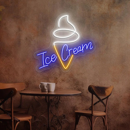 Ice Cream Neon New Design Vintage Diner Neon Signs | Retro Coffee & Restaurant Neon Lights (18In x 18In)