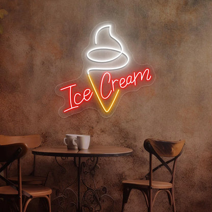 Ice Cream Neon New Design Vintage Diner Neon Signs | Retro Coffee & Restaurant Neon Lights (18In x 18In)