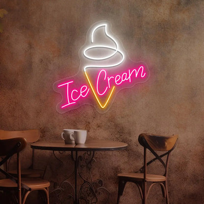 Ice Cream Neon New Design Vintage Diner Neon Signs | Retro Coffee & Restaurant Neon Lights (18In x 18In)
