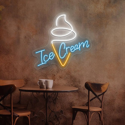 Ice Cream Neon New Design Vintage Diner Neon Signs | Retro Coffee & Restaurant Neon Lights (18In x 18In)