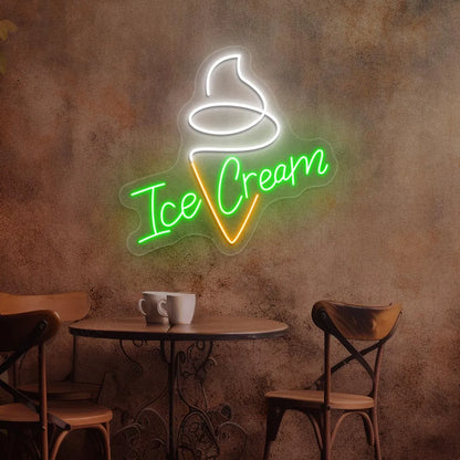 Ice Cream Neon New Design Vintage Diner Neon Signs | Retro Coffee & Restaurant Neon Lights (18In x 18In)
