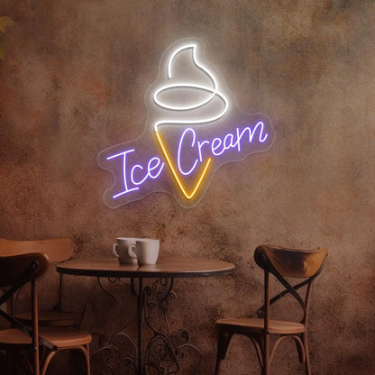 Ice Cream Neon New Design Vintage Diner Neon Signs | Retro Coffee & Restaurant Neon Lights (18In x 18In)