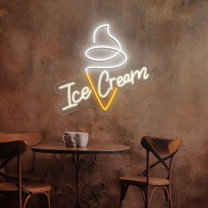 Ice Cream Neon New Design Vintage Diner Neon Signs | Retro Coffee & Restaurant Neon Lights (18In x 18In)