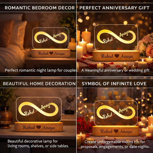 Eurotex Custom Infinity Couple Led Lamp for Couple And Gift