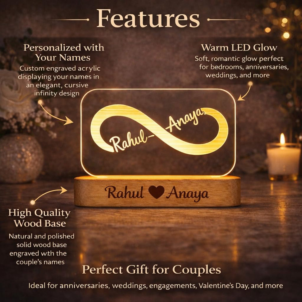 Eurotex Custom Infinity Couple Led Lamp for Couple And Gift