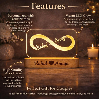 Eurotex Custom Infinity Couple Led Lamp for Couple And Gift