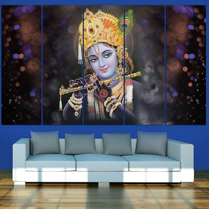 Eurotex Beautiful Krishna with flute Big Size Wall Painting for Living Room, Bedroom, Home, Office, Hotels (Krishna -16)