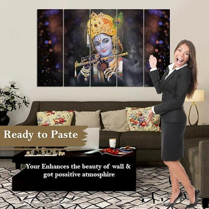 Eurotex Beautiful Krishna with flute Big Size Wall Painting for Living Room, Bedroom, Home, Office, Hotels (Krishna -16)