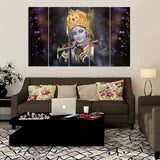Eurotex Beautiful Krishna with flute Big Size Wall Painting for Living Room, Bedroom, Home, Office, Hotels (Krishna -16)