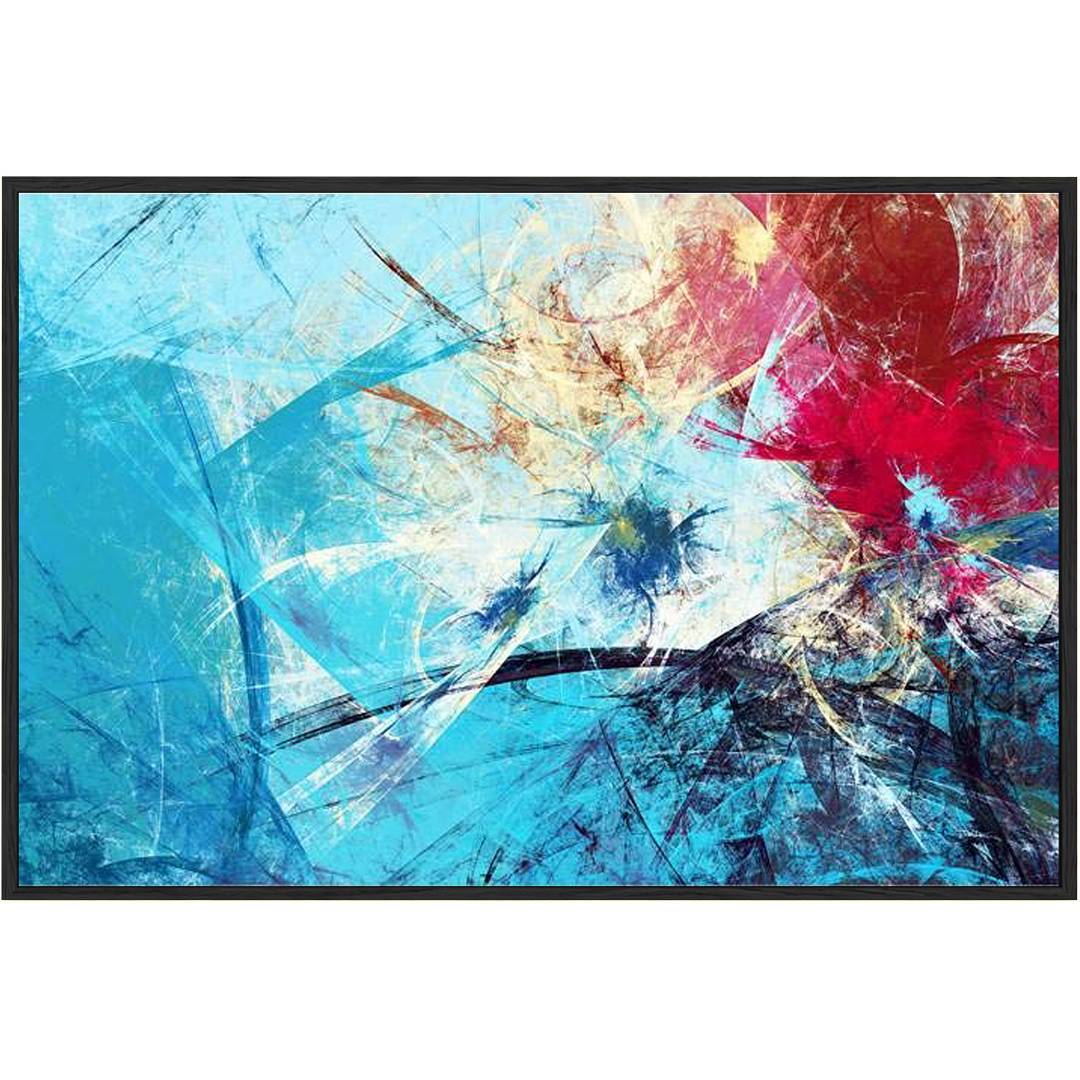 Eurotex Red & Blue, Framed Abstract Canvas Wall Art for Bedroom (36x24 In) Eurotex