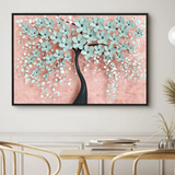 Eurotex White Flowers Tree, Framed Canvas Printed Wall Art (24x36 In) Eurotex