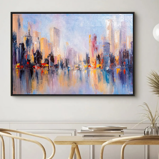Eurotex Abstract City, Framed Canvas Wall Paintings for living room (24x36 In) Eurotex