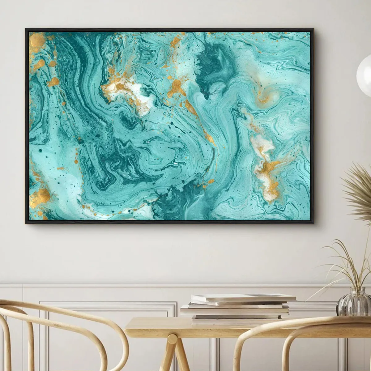 Eurotex Turquoise Marble Texture, Framed Wall Painting for Room (24x36 In) Eurotex