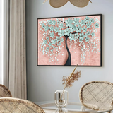 Eurotex White Flowers Tree, Framed Canvas Printed Wall Art (24x36 In) Eurotex