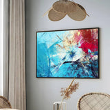 Eurotex Red & Blue, Framed Abstract Canvas Wall Art for Bedroom (36x24 In) Eurotex